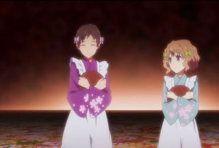 花咲くいろは第19話の緒花とメイド孝ちゃん